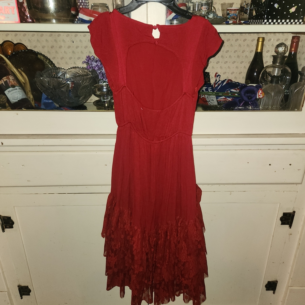 Girls Red Ruffled Tiered Sundress - Picture 3 of 4